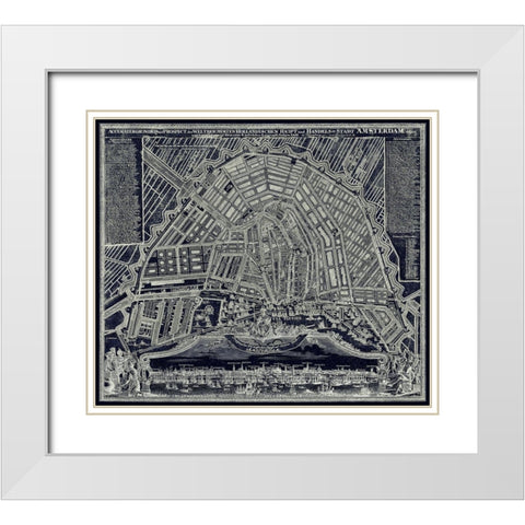 Blueprint Map of Amsterdam 1727 White Modern Wood Framed Art Print with Double Matting by Lavoie, Tina