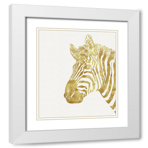 Gilt Zebra White Modern Wood Framed Art Print with Double Matting by Lavoie, Tina