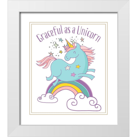 Graceful As A Unicorn Tee White Modern Wood Framed Art Print with Double Matting by Lavoie, Tina