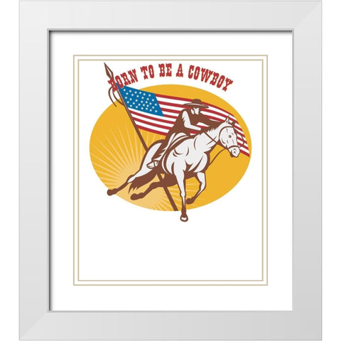 Born To Be A Cowboy Rodeo White Modern Wood Framed Art Print with Double Matting by Lavoie, Tina