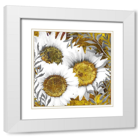 Gray Day Sunflowers White Modern Wood Framed Art Print with Double Matting by Lavoie, Tina