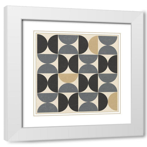 Minimalist Abstract Geometric 70s Style White Modern Wood Framed Art Print with Double Matting by Lavoie, Tina