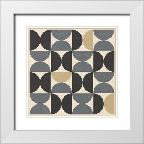 Minimalist Abstract Geometric 70s Style White Modern Wood Framed Art Print with Double Matting by Lavoie, Tina