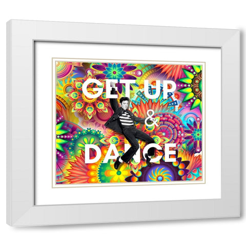 Get Up and Dance Elvis Psychodelic White Modern Wood Framed Art Print with Double Matting by Mitchell, Tina