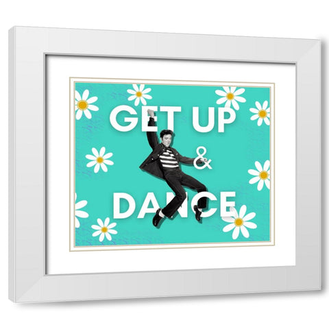 Get Up and Dance Elvis Daisy White Modern Wood Framed Art Print with Double Matting by Mitchell, Tina