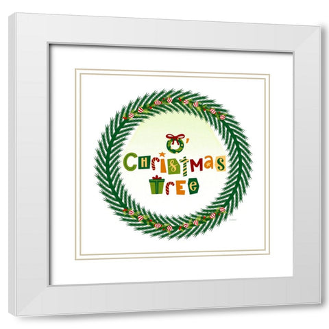 OChristmas Tree Wreath White Modern Wood Framed Art Print with Double Matting by Mitchell, Tina