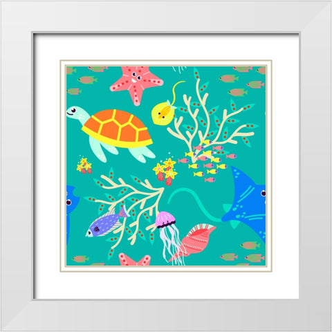 Underwater Sea Creatures White Modern Wood Framed Art Print with Double Matting by Mitchell, Tina