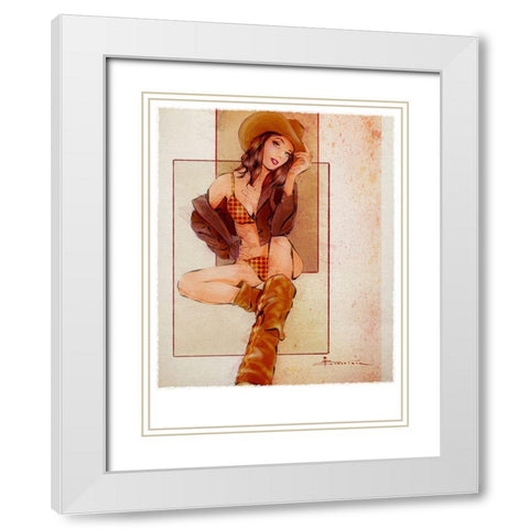 Howdy White Modern Wood Framed Art Print with Double Matting by TMBorenstein