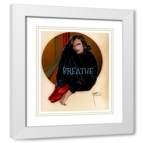 Breathe White Modern Wood Framed Art Print with Double Matting by TMBorenstein