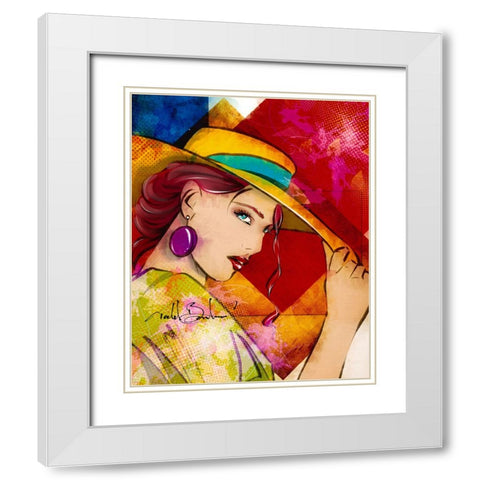 54 Tip Of The Hat White Modern Wood Framed Art Print with Double Matting by TMBorenstein