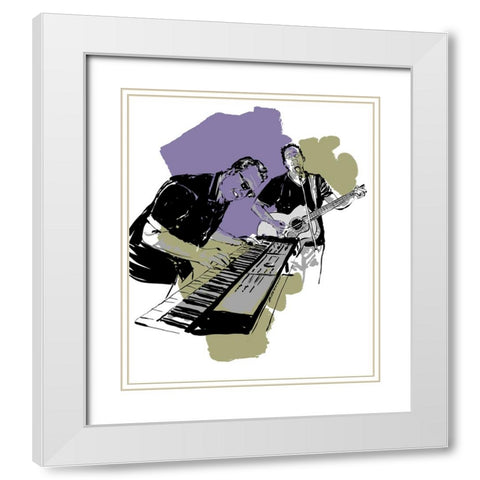 Music Night White Modern Wood Framed Art Print with Double Matting by TMBorenstein