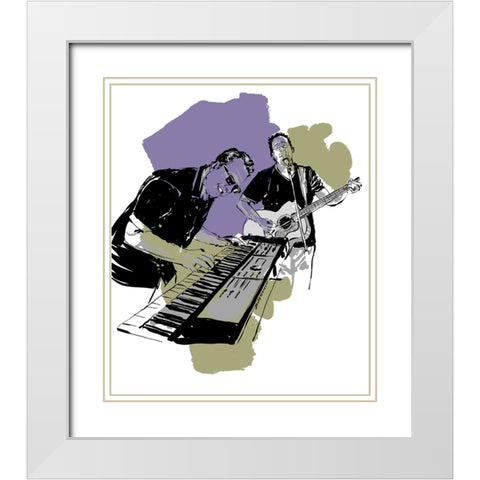 Music Night White Modern Wood Framed Art Print with Double Matting by TMBorenstein