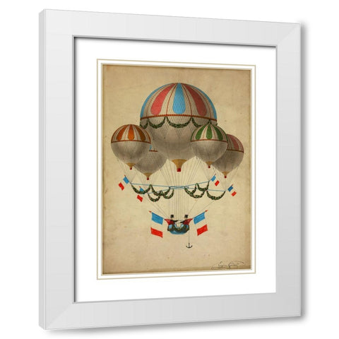 Hot Air Balloon 17 White Modern Wood Framed Art Print with Double Matting by Vintage Apple Collection