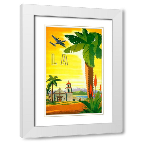 La Palm Tree White Modern Wood Framed Art Print with Double Matting by Vintage Apple Collection