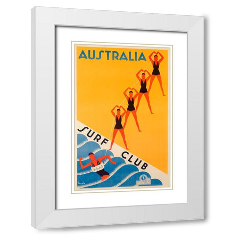 Surf Club Australia White Modern Wood Framed Art Print with Double Matting by Vintage Apple Collection