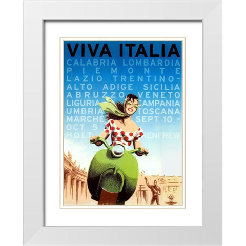 Viva Italia White Modern Wood Framed Art Print with Double Matting by Vintage Apple Collection