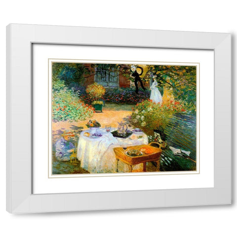 Monet-A Luncheon White Modern Wood Framed Art Print with Double Matting by Vintage Apple Collection