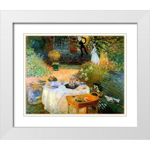 Monet-A Luncheon White Modern Wood Framed Art Print with Double Matting by Vintage Apple Collection