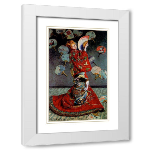 Monet-Japanese Dress White Modern Wood Framed Art Print with Double Matting by Vintage Apple Collection