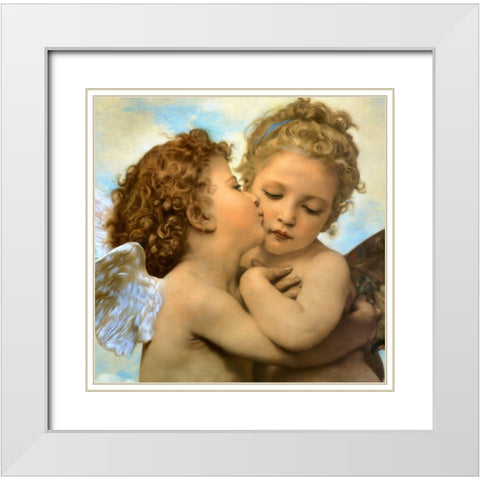 Bouguereau-Angels and cupids White Modern Wood Framed Art Print with Double Matting by Vintage Apple Collection