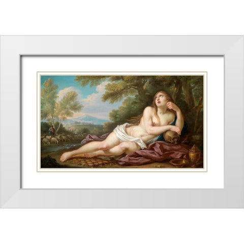 Casali-Magdalene White Modern Wood Framed Art Print with Double Matting by Vintage Apple Collection