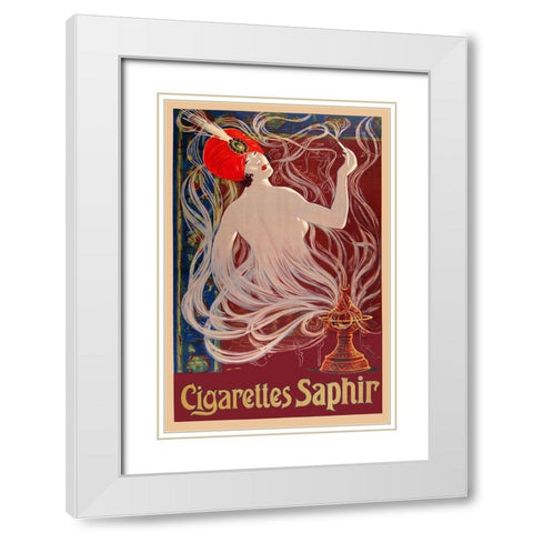 Cigarettes Saphir White Modern Wood Framed Art Print with Double Matting by Vintage Apple Collection
