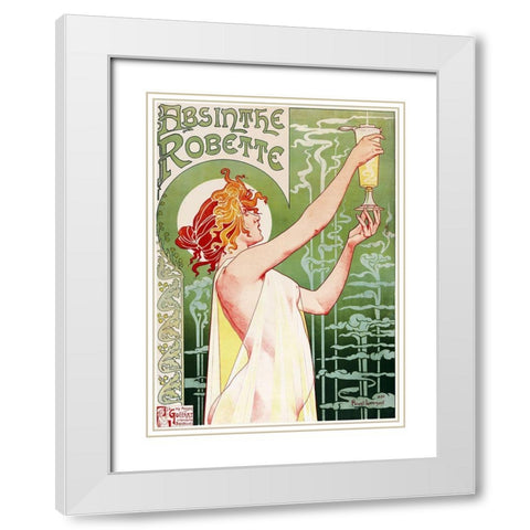 Livemont Absinthe Robette Archival White Modern Wood Framed Art Print with Double Matting by Vintage Apple Collection