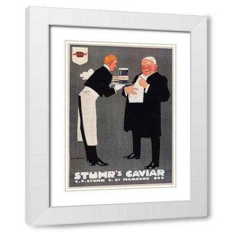 Stuhrs1909 Caviar Hamburg White Modern Wood Framed Art Print with Double Matting by Vintage Apple Collection