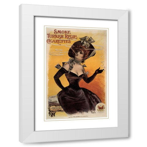Turkish Regie Cigs France1898 White Modern Wood Framed Art Print with Double Matting by Vintage Apple Collection