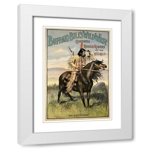 Buffalo Bills Wild West VI White Modern Wood Framed Art Print with Double Matting by Vintage Apple Collection