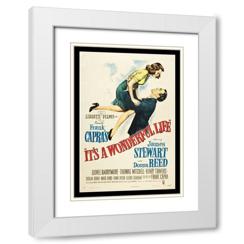 Its A Wonderful Life White Modern Wood Framed Art Print with Double Matting by Vintage Apple Collection