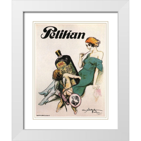 Pelikan White Modern Wood Framed Art Print with Double Matting by Vintage Apple Collection