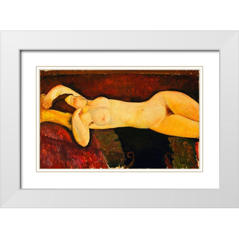 Amedeo Modigliani - Reclining Nude Arch White Modern Wood Framed Art Print with Double Matting by Vintage Apple Collection