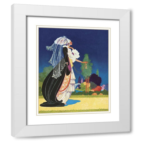 Art Nouveau Veil White Modern Wood Framed Art Print with Double Matting by Vintage Apple Collection