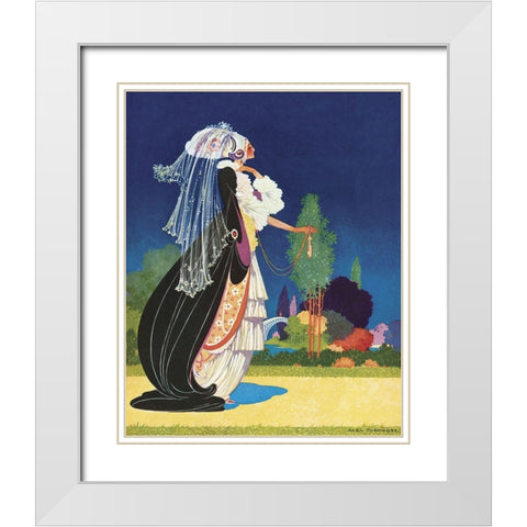 Art Nouveau Veil White Modern Wood Framed Art Print with Double Matting by Vintage Apple Collection