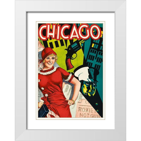 Chicago Red Dress White Modern Wood Framed Art Print with Double Matting by Vintage Apple Collection