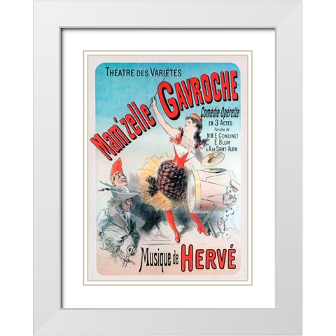 Ent Mamzelle Gavroche White Modern Wood Framed Art Print with Double Matting by Vintage Apple Collection