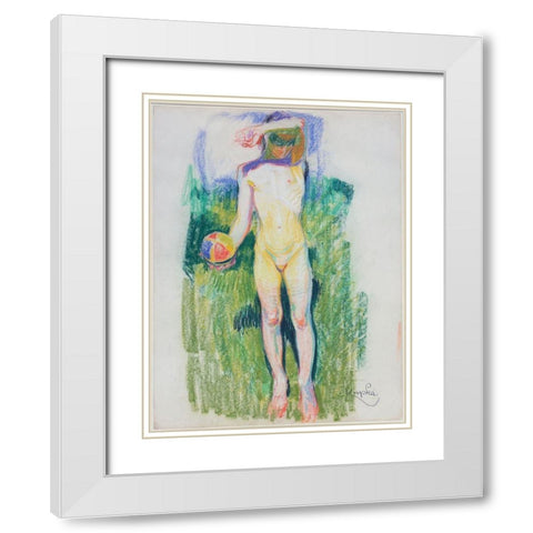 Frantisek Kupka - Girl with a Ball White Modern Wood Framed Art Print with Double Matting by Vintage Apple Collection