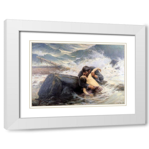 Guillou - Farewell Sun White Modern Wood Framed Art Print with Double Matting by Vintage Apple Collection