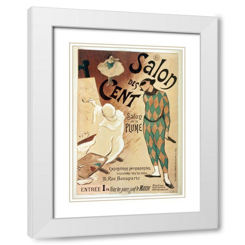 Salon Des Cent Harlequin White Modern Wood Framed Art Print with Double Matting by Vintage Apple Collection