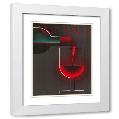 Wine Deco White Modern Wood Framed Art Print with Double Matting by Vintage Apple Collection