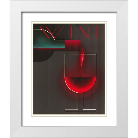 Wine Deco White Modern Wood Framed Art Print with Double Matting by Vintage Apple Collection