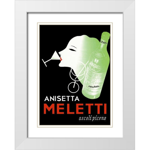 Meletti Anisette White Modern Wood Framed Art Print with Double Matting by Vintage Apple Collection