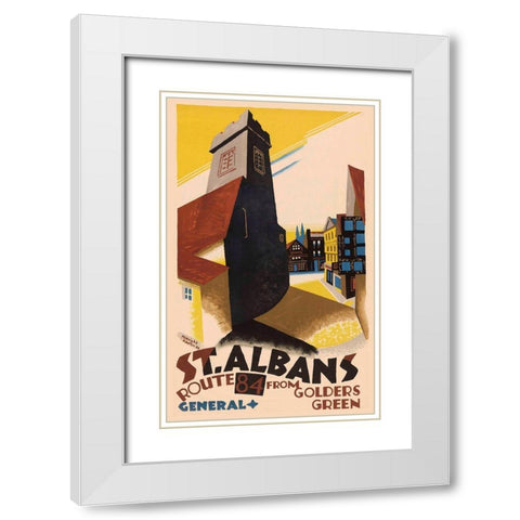 Saint Albans London White Modern Wood Framed Art Print with Double Matting by Vintage Apple Collection