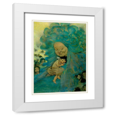 Green Haired Lady White Modern Wood Framed Art Print with Double Matting by Vintage Apple Collection