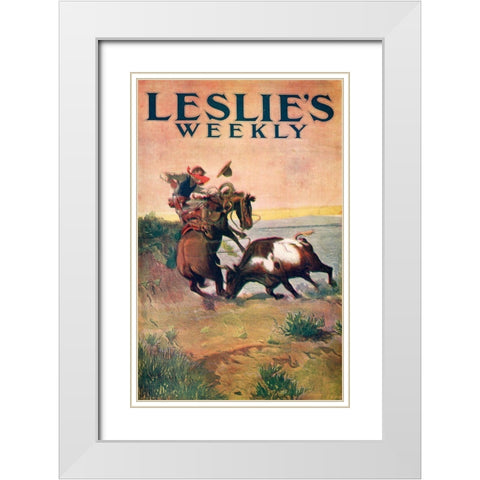 Charles Marion Russell - Leslies Weekly White Modern Wood Framed Art Print with Double Matting by Vintage Apple Collection