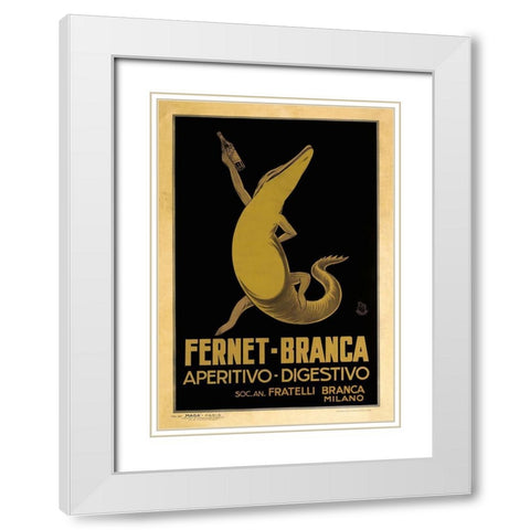 Fernet Branca White Modern Wood Framed Art Print with Double Matting by Vintage Apple Collection