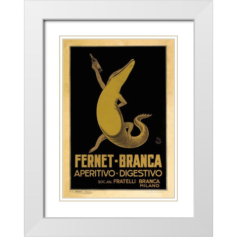 Fernet Branca White Modern Wood Framed Art Print with Double Matting by Vintage Apple Collection