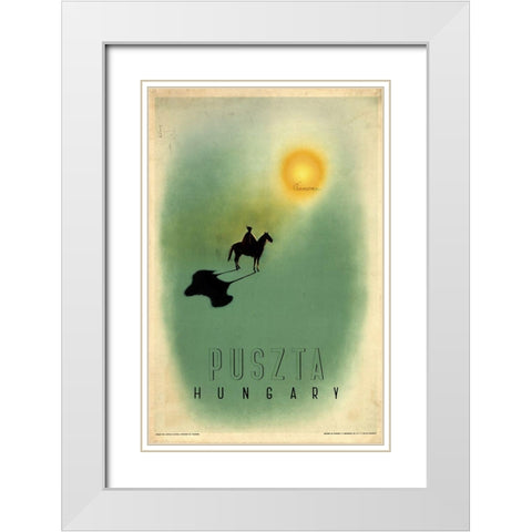 Hungary White Modern Wood Framed Art Print with Double Matting by Vintage Apple Collection