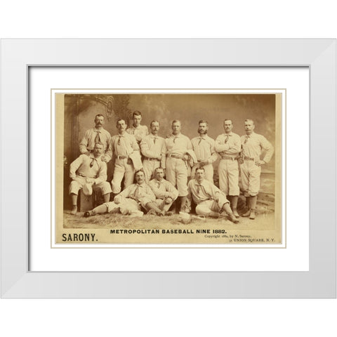 Metro Baseball White Modern Wood Framed Art Print with Double Matting by Vintage Apple Collection